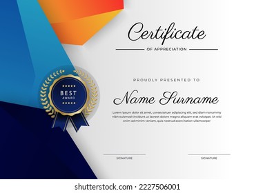Certificate template with modern clean design concept. Vector illustration of diploma certificate, award recognition, corporate employee of the month certificate design