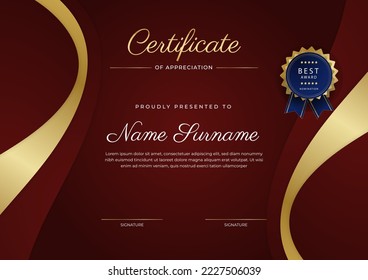 Certificate template with modern clean design concept. Vector illustration of diploma certificate, award recognition, corporate employee of the month certificate design