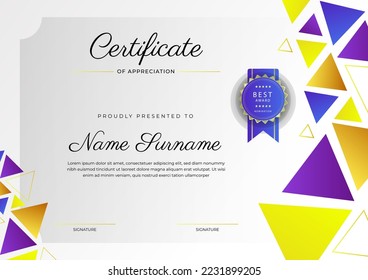 Certificate template with modern corporate concept design