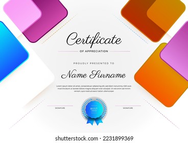 Certificate template with modern corporate concept design