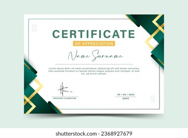 Certificate template. Modern design diploma or gift certificate. dark green and gold. element. trendy. abstract. pattern . Vector illustration