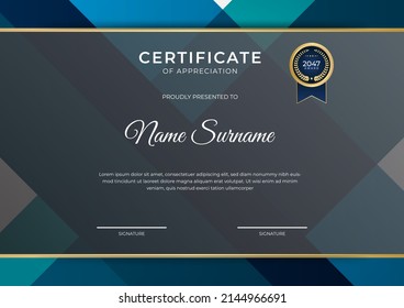 Certificate template with modern elegant business corporate concept design. Vector illustration certificate of appreciation for education, award, diploma, any professional needs