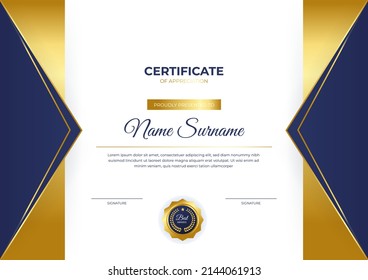 Plantilla de certificado con necesidades modernas y elegantes para empresas, empresas y concepto de educación