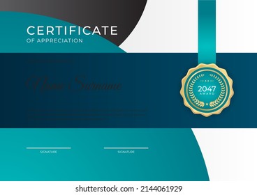 Plantilla de certificado con necesidades modernas y elegantes para empresas, empresas y concepto de educación