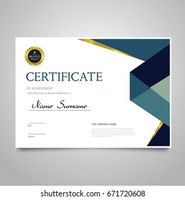 Certificate Template - modern horizontal elegant vector document with luxury design. Diploma of achievement, appreciation with copy space for name, surname, company information.