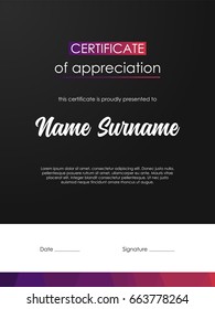 Certificate template is a modern laconic design.
