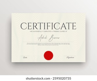 Certificate template modern and luxury vector illustration. The certificate of achievement is set with a gold badge and border. Award diploma
