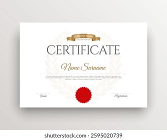 Certificate template modern and luxury vector illustration. The certificate of achievement is set with a gold badge and border. Award diploma