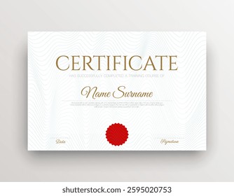 Certificate template modern and luxury vector illustration. The certificate of achievement is set with a gold badge and border. Award diploma
