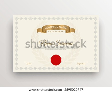 Certificate template modern and luxury vector illustration. The certificate of achievement is set with a gold badge and border. Award diploma