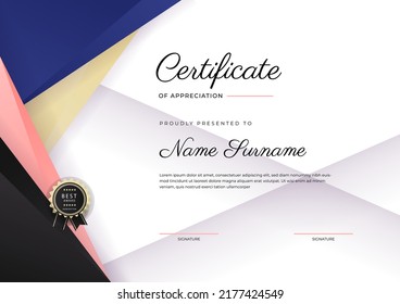 certificate template with modern pattern, diploma, award certificate, fresh color, Vector illustration