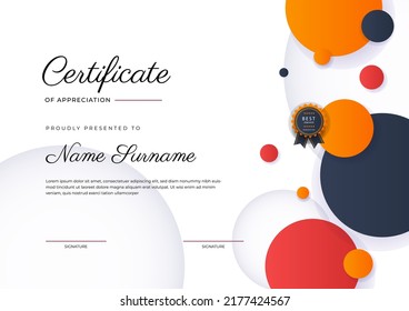 certificate template with modern pattern, diploma, award certificate, fresh color, Vector illustration