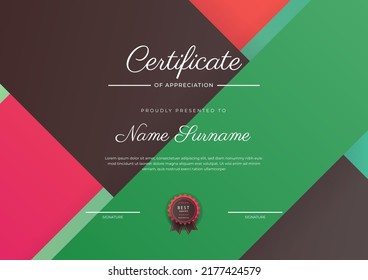 certificate template with modern pattern, diploma, award certificate, fresh color, Vector illustration