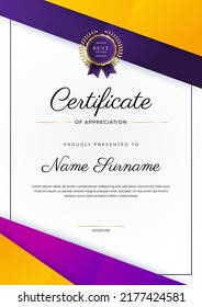 certificate template with modern pattern, diploma, award certificate, fresh color, Vector illustration