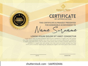 certificate template with modern pattern and lines dynamic and futuristic color, diploma,Vector illustration