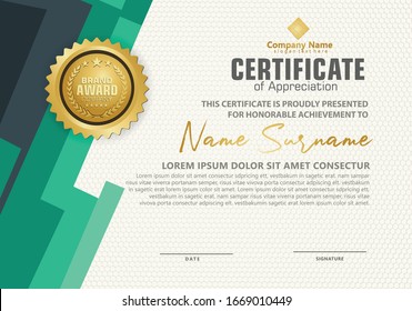certificate template with modern pattern and lines dynamic and futuristic color, diploma,Vector illustration