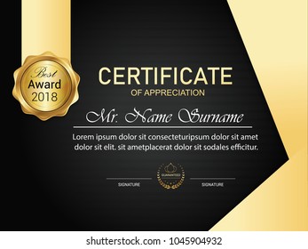 Portrait Luxury Certificate Template Elegant Blue Stock Vector (Royalty ...