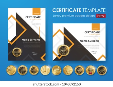 certificate template with modern pattern,diploma,Vector illustration and vector Luxury premium badges design,Set of retro vintage badges and labels.