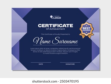 Certificate template with modern shapes background