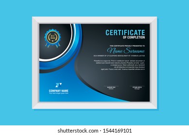 Certificate Template, modern and trendy design, with Blue, gold and black combination color, make it appear more professional, elegant and luxury.