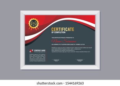 Certificate Template, modern and trendy design, with red, gold and black combination color, make it appear more professional, elegant and luxury.