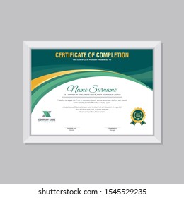 Certificate Template, modern and trendy design, with Green, gold and black combination color, make it professional, elegant and luxury