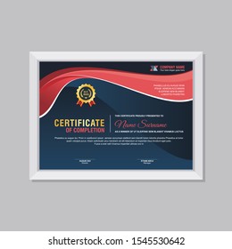 Certificate Template, modern and trendy design, with red, blue and white combination color, make it appear more professional, elegant and luxury