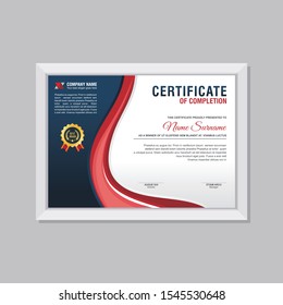 Certificate Template, modern and trendy design, with red, blue and white combination color, make it appear more professional, elegant and luxury