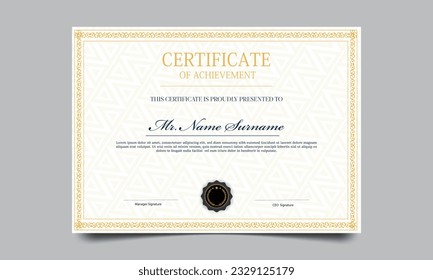 Certificate template. modern value design and layout luxurious. Certificate of achievement abstract geometric texture. Diploma of modern design or gift certificate.