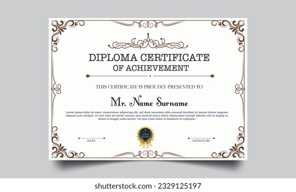 Certificate template. modern value design and layout luxurious. Certificate of achievement abstract geometric texture. Diploma of modern design or gift certificate.