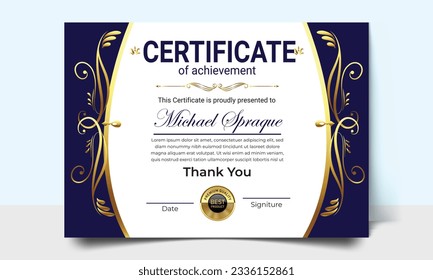 Certificate template. modern value design and layout luxurious. Certificate of achievement abstract geometric texture. Diploma of modern design or gift certificate.