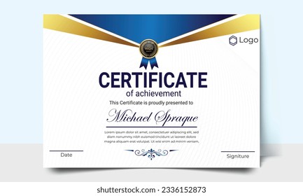 Certificate template. modern value design and layout luxurious. Certificate of achievement abstract geometric texture. Diploma of modern design or gift certificate.