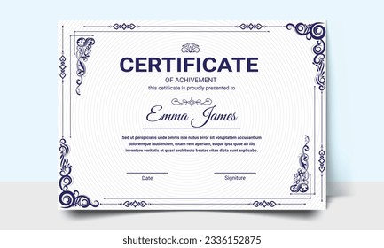 Certificate template. modern value design and layout luxurious. Certificate of achievement abstract geometric texture. Diploma of modern design or gift certificate.