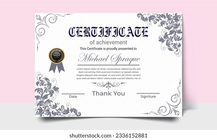 Certificate template. modern value design and layout luxurious. Certificate of achievement abstract geometric texture. Diploma of modern design or gift certificate.
