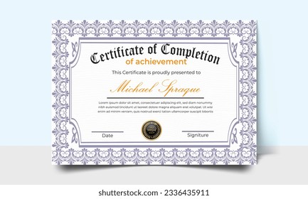 Plantilla de certificado. diseño moderno y de gran calidad. Certificado de logro textura geométrica abstracta. Diploma de diseño moderno o certificado de regalo.