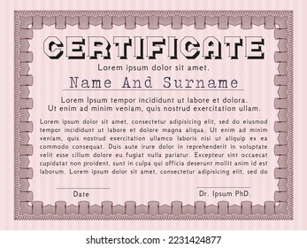 Certificate template.  Nice design.   Customizable, Easy to edit and change colors.  Red color.