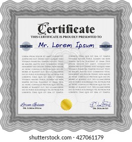 Plantilla de certificado. Buen diseño. Detallado. Fácil de imprimir. Color gris.