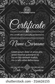 Certificate template. Ornamental pattern with Islamic, Arabic, Indian or ottoman motifs. Vector illustration.