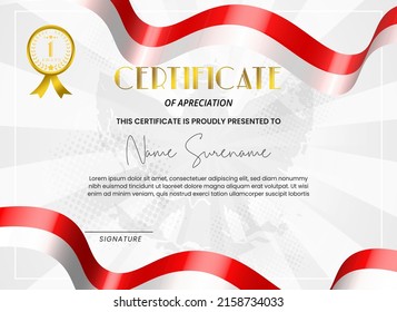 Certificate Template Pancasila Day with Indonesian Flag Background