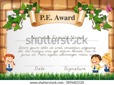 Certificate Template PE Award Illustration Stock Vector (Royalty Free