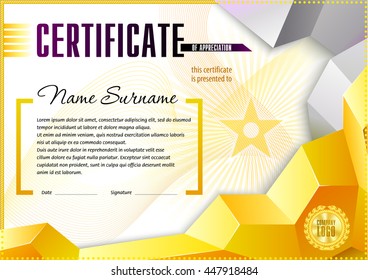 Certificate template in polygonal style.