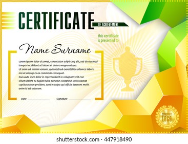 Certificate template in polygonal style.