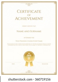 Certificate template in portrait and vector for achievement graduation completion