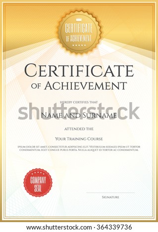certificate template portrait vector format achievement のベクター