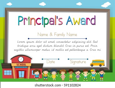 Certificate template for principal award illustration