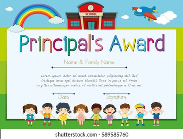 Certificate template for principal's award illustration