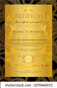 Certificate template. Printable / editable design for Diploma, certificate of appreciation, certificate of achievement, certificate of completion, of excellence, of attendance template, award template