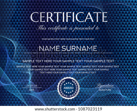 certificate template printable editable design diploma stock vector