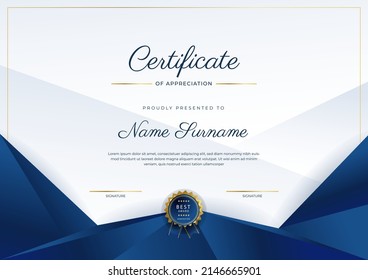 Certificate template with professional clean design. Vector illustration. Certificate of achievement abstract geometric texture decoration for multi-purpose business or education needs