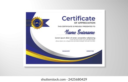 Certificate template with professional clean design. Vector illustration. Certificate of achievement abstract geometric texture decoration